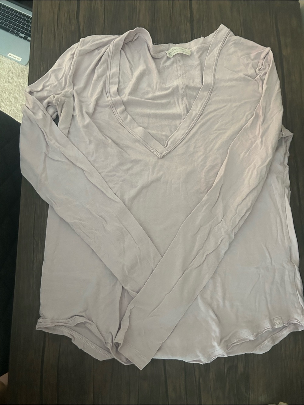 We The Free Light Lavender V-Neck Long Sleeve Top